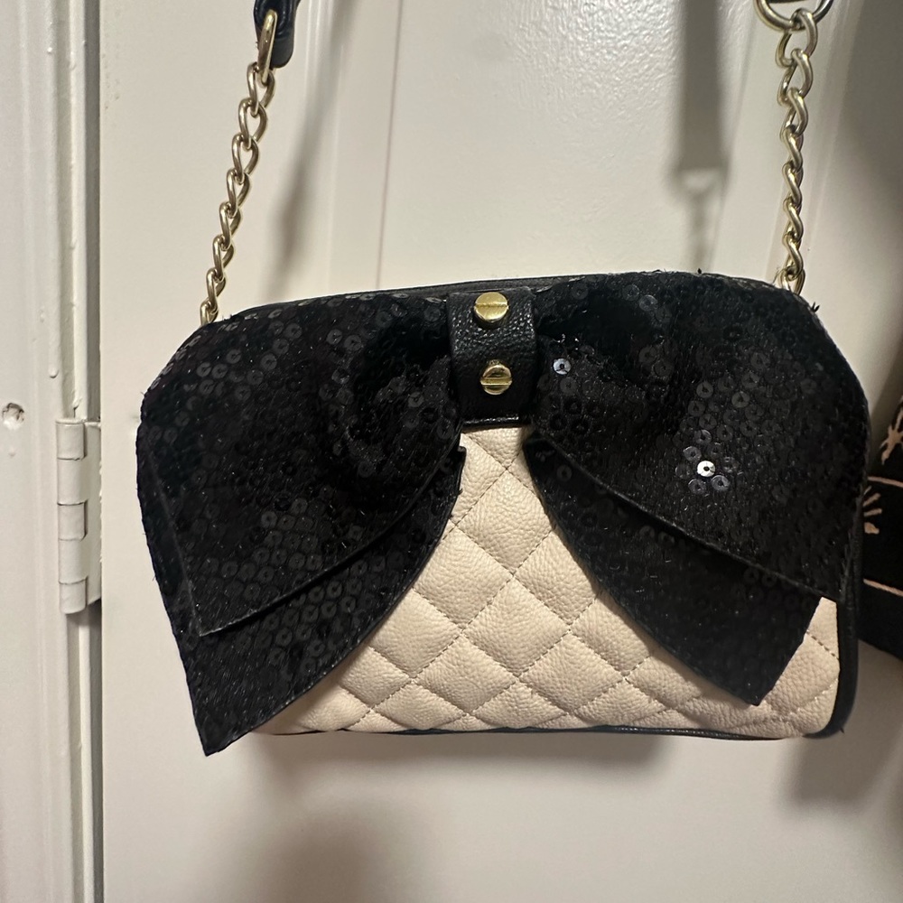 Betsy Johnson sequined bow purse